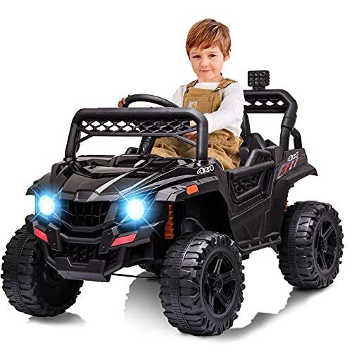 12V Kids Ride On Car Truck with Parental Remote Control - Spring Black Edition