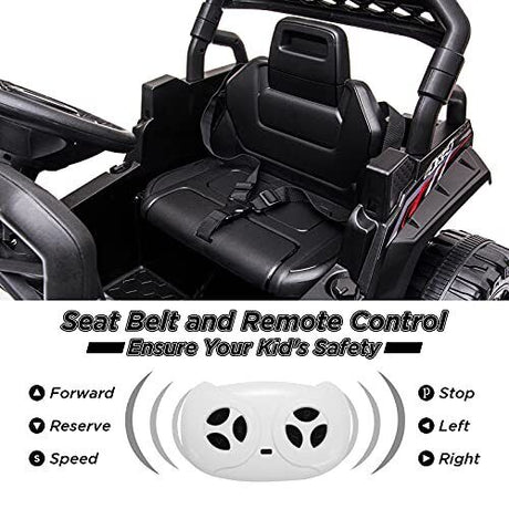 12V Kids Ride On Car Truck with Parental Remote Control - Spring Black Edition