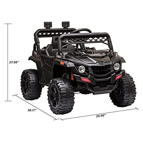 12V Kids Ride On Car Truck with Parental Remote Control - Spring Black Edition