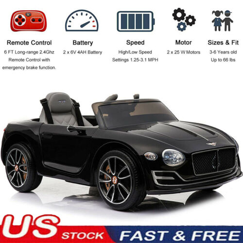 BENTLEY Style 12V Electric Kids Ride On Car Racer with Double Seats Control in Black
