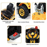 12V Kids Ride On Excavator Truck with Front Loader Digger - Yellow