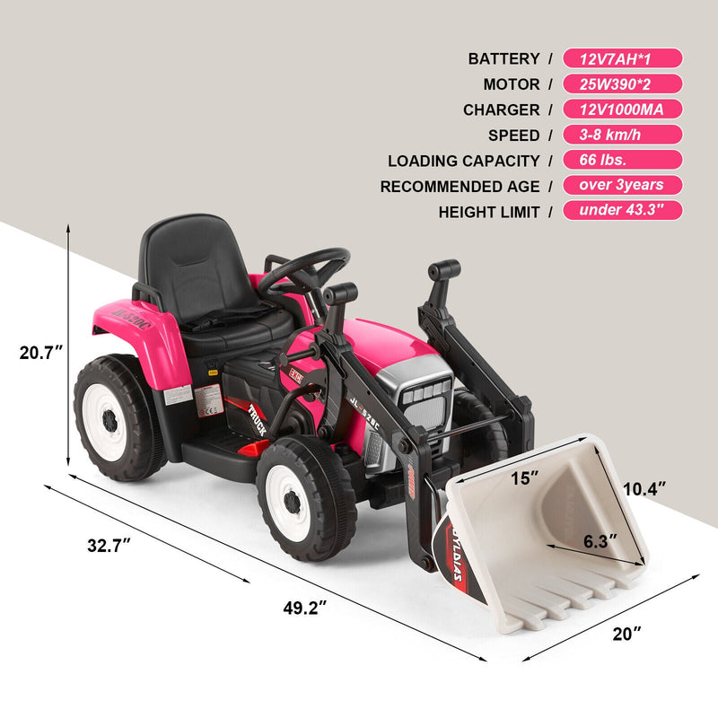 12V Kids Ride On Excavator with Music and Remote Control - 3 Speed Options