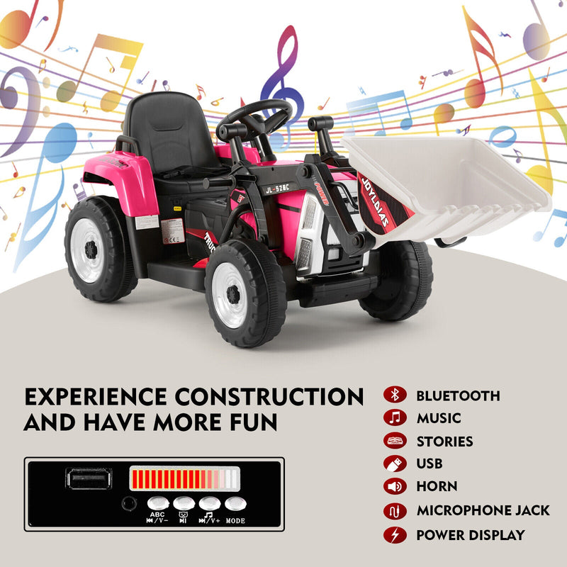 12V Kids Ride On Excavator with Music and Remote Control - 3 Speed Options