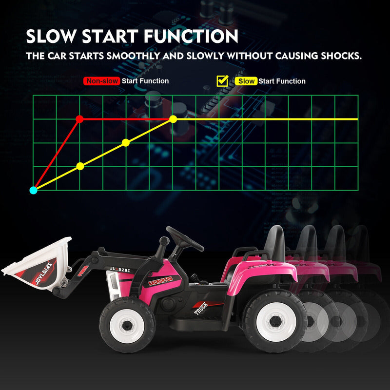 12V Kids Ride On Excavator with Music and Remote Control - 3 Speed Options