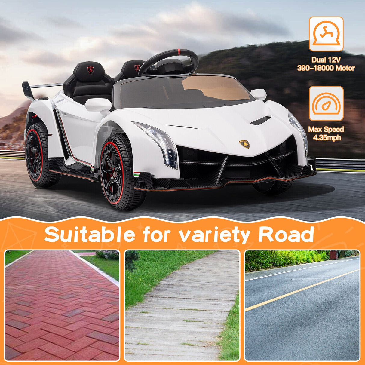 Licensed Lamborghini Electric Car for Kids with Remote Control - Perfect Gift for Young Drivers!