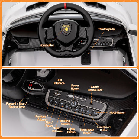 12V Kids Ride On Lamborghini Electric Car with Remote Control and 4 Wheels