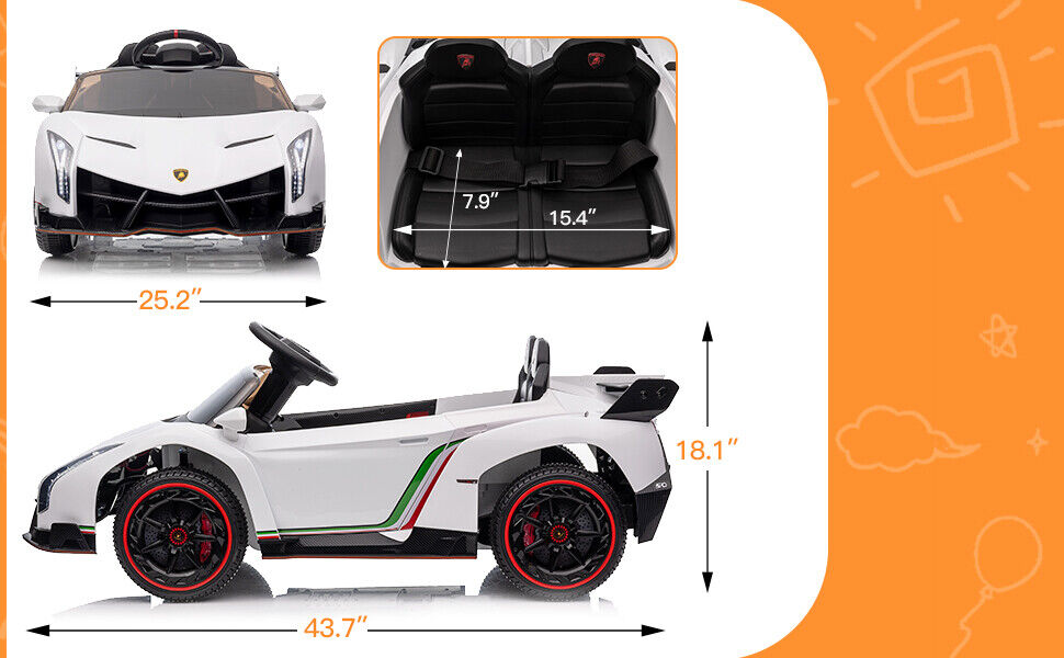 Licensed Lamborghini Electric Car for Kids with Remote Control and 4 Wheels - 12V
