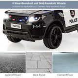 12V Kids Ride On Police Car with RC Control, Light & Siren - Black