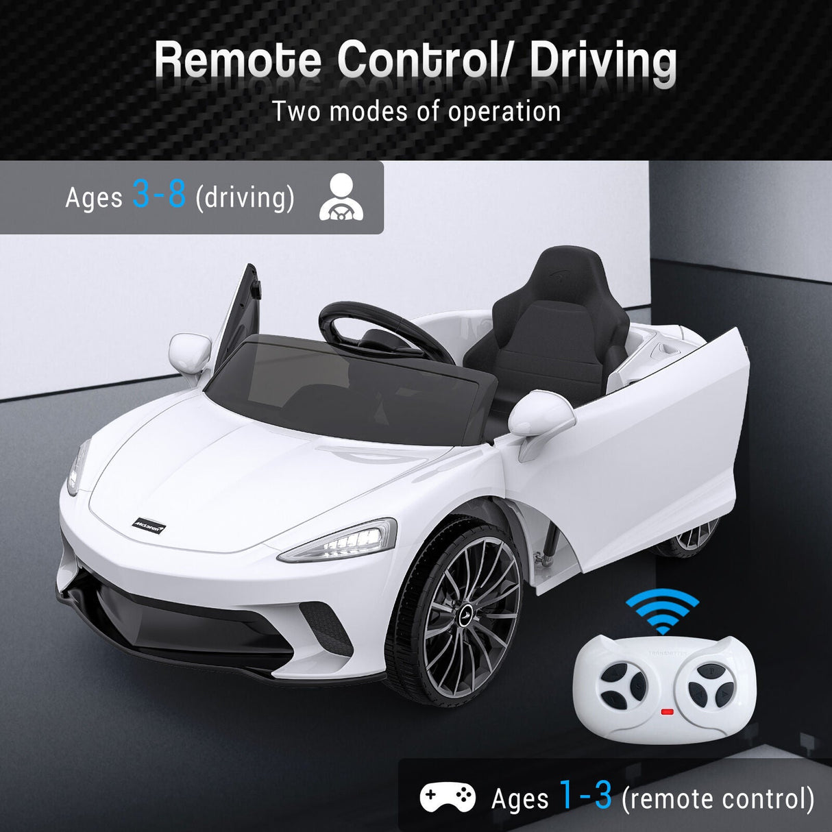 12V Kids Ride-On Sports Car with Hydraulic Doors and Seat Belt