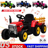 12V Kids Ride-On Tractor with Remote Control and Trailer Attachment