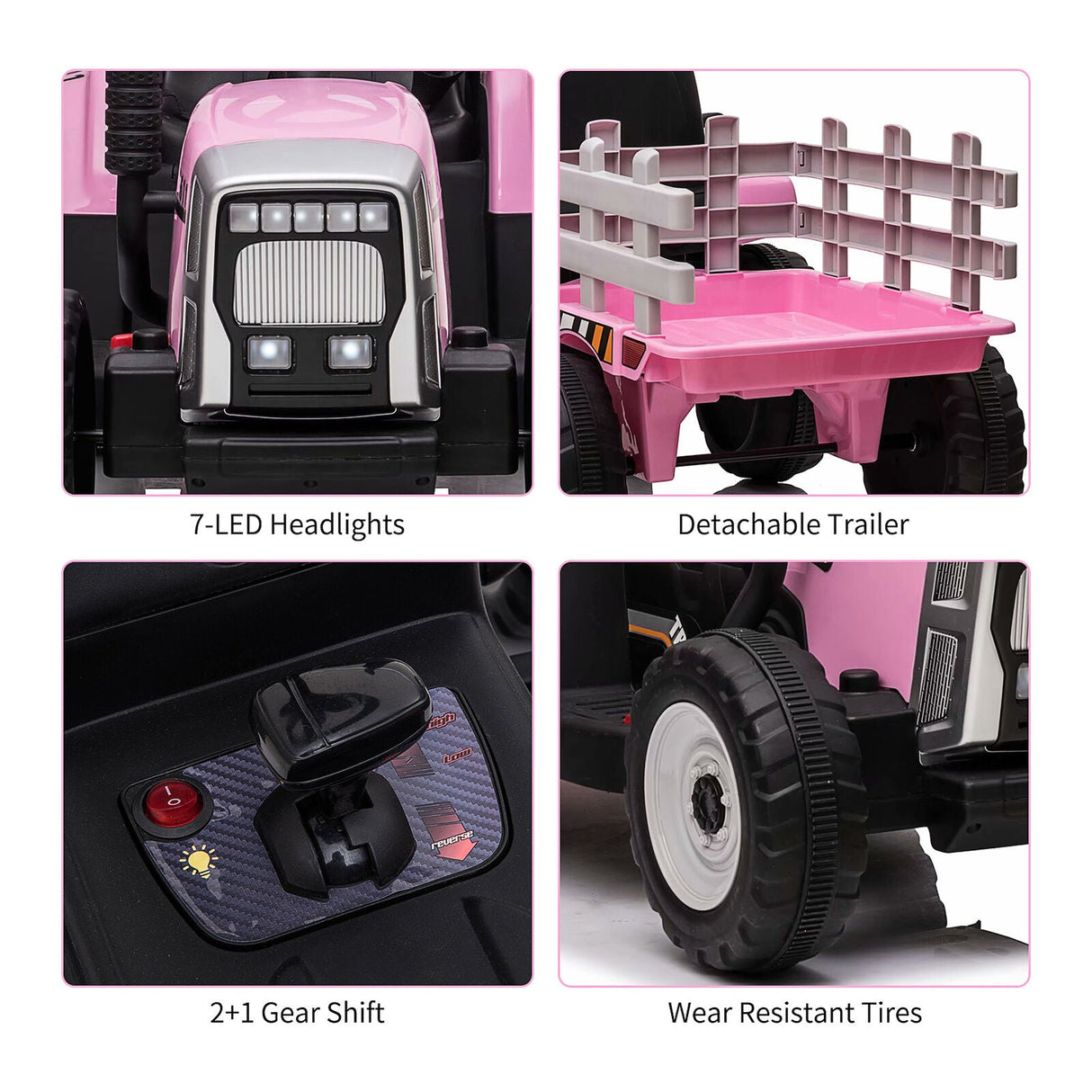 12V Kids Ride-On Tractor with Remote Control and Trailer Attachment