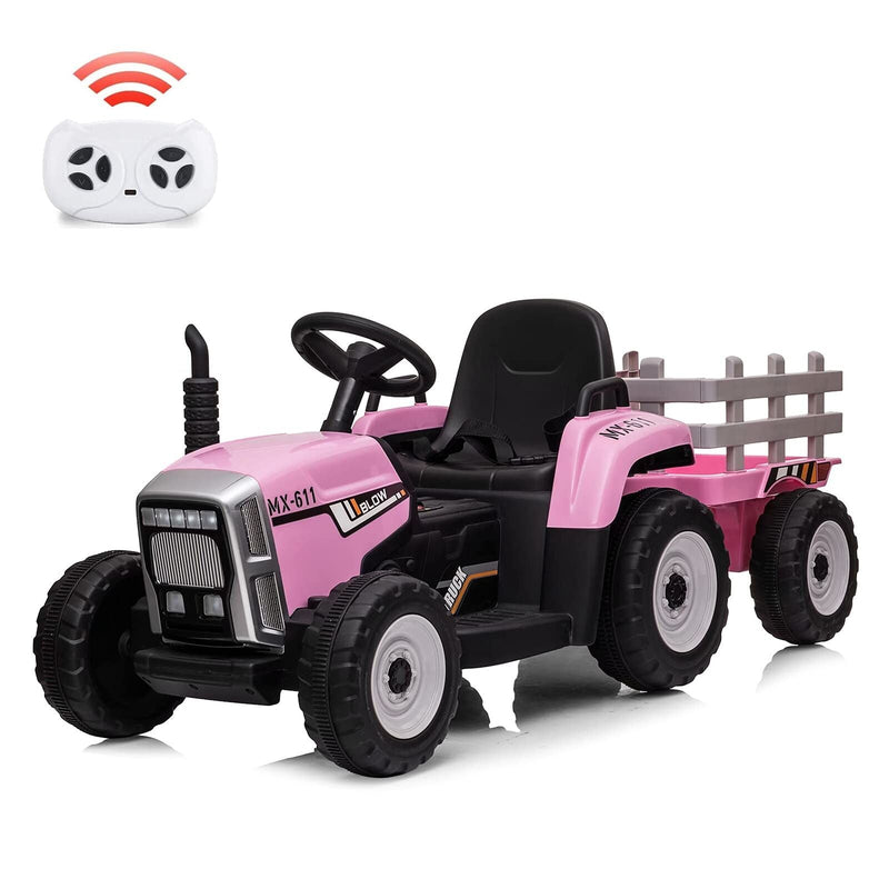 12V Kids Ride-On Tractor with Remote Control and Trailer Attachment