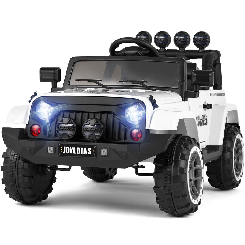 12V Kids Ride On Truck Car with Remote Control, LED Lights, 3 Speeds, and Music Storage