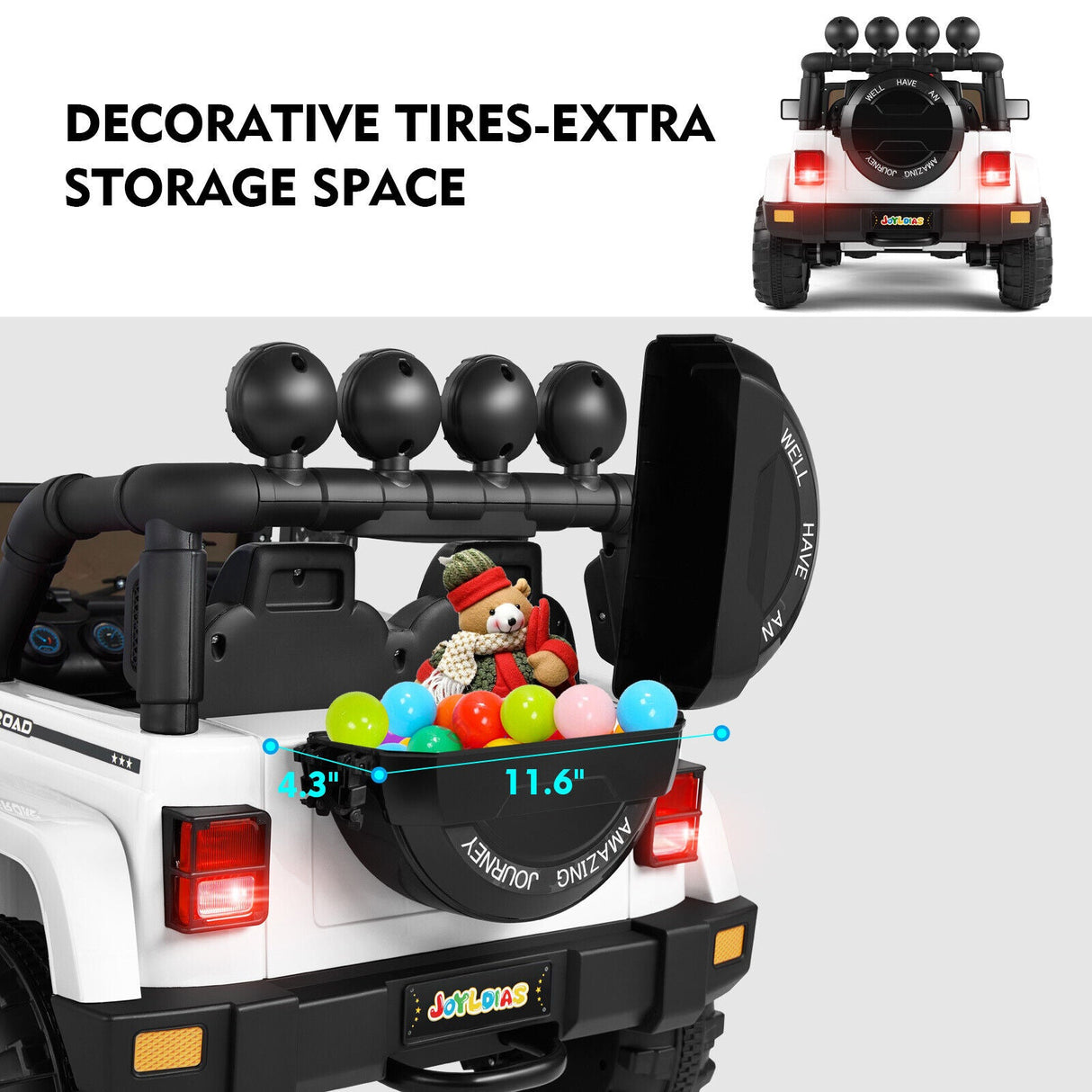 12V Kids Ride On Truck Car with Remote Control, LED Lights, 3 Speeds, and Music Storage