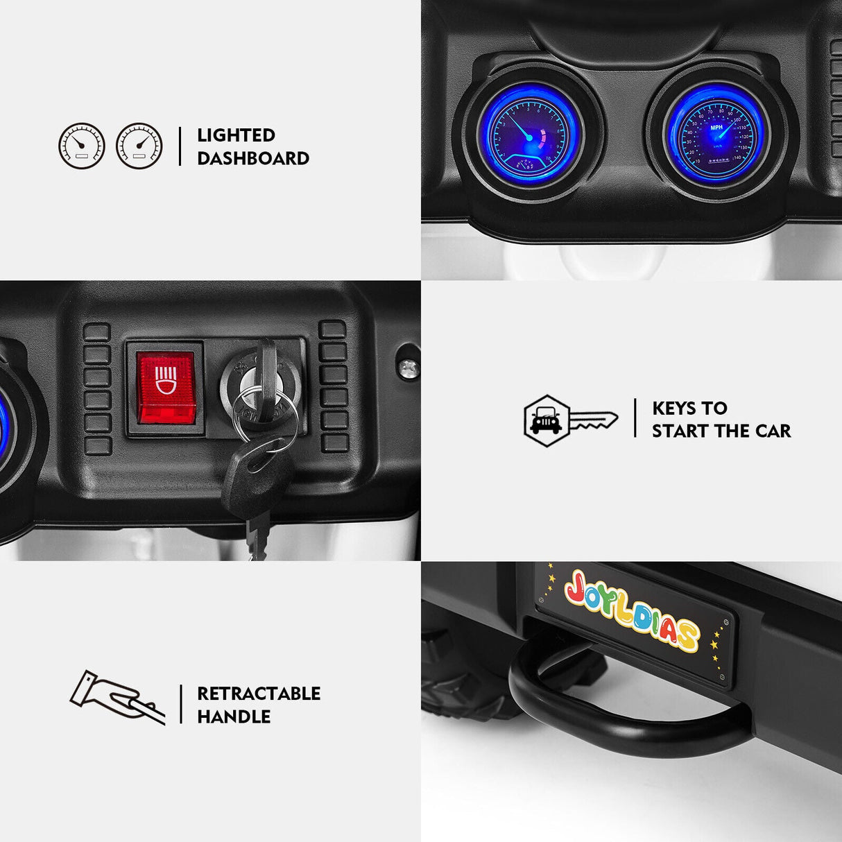 12V Kids Ride On Truck Car with Remote Control, LED Lights, 3 Speeds, and Music Storage