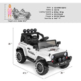 12V Electric Ride On Truck for Kids with Storage, LED Lights, MP3 Player, Bluetooth, and Remote Control - White