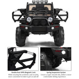 12V Kids Ride On Truck Car with Remote Control, MP3 Music, and LED Lights in Black