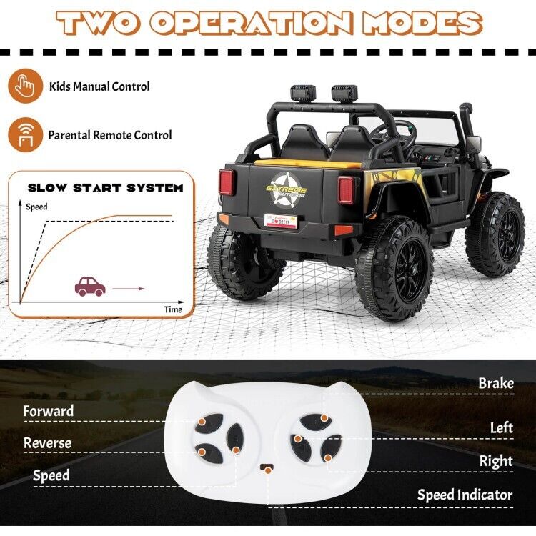 12V Kids Ride-on Truck with Parental Remote Control & LED Lights