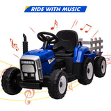 12V Kids Ride-On Truck with Remote Control and Trailer - Battery Powered Toy Tractor