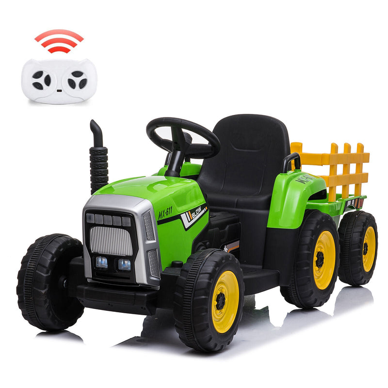 12V Kids Ride-On Truck with Remote Control and Trailer - Battery Powered Toy Tractor