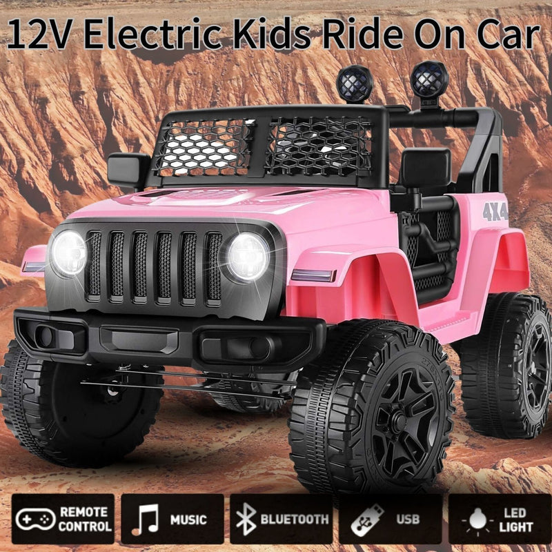 12V Kids Ride-On Truck with Remote Control, LED Lights, and 3 Speed Options