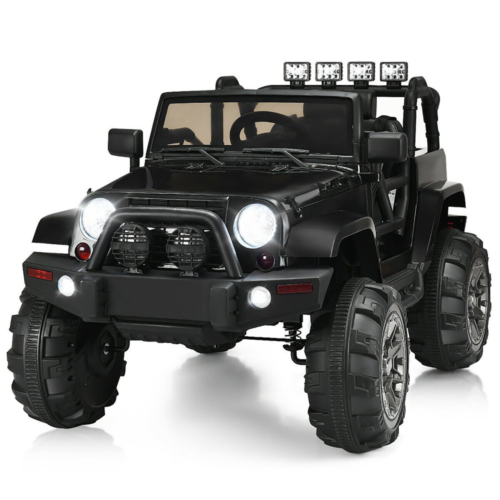 12V Kids Ride-On Truck with Remote Control, MP3 Music, and LED Lights in Black