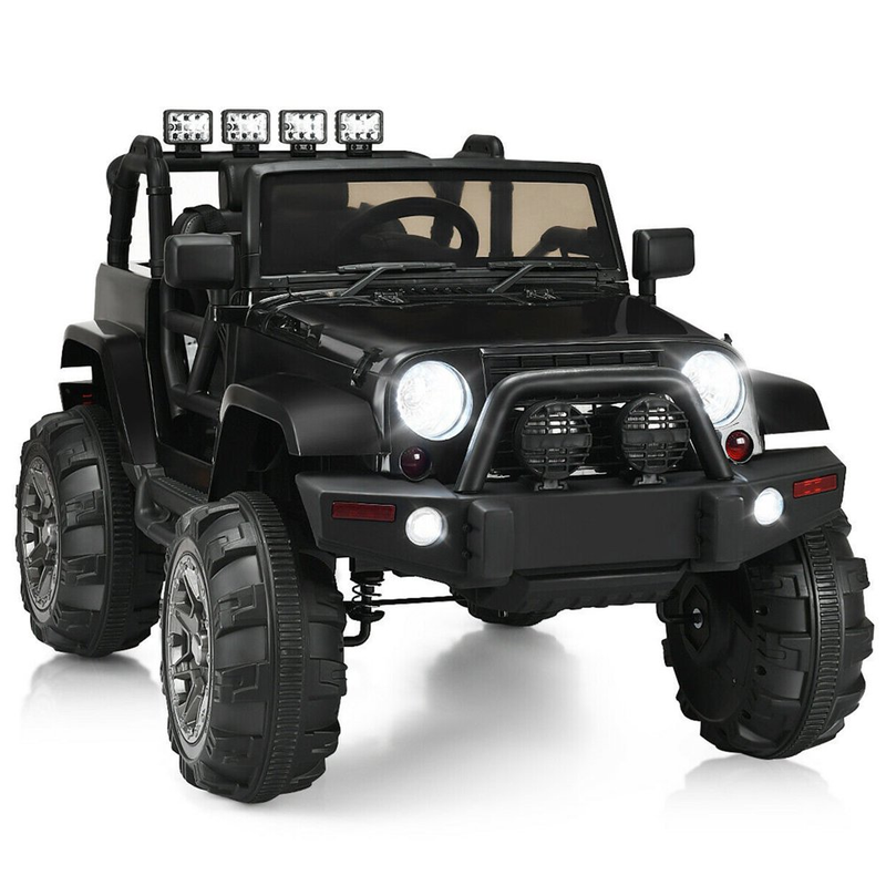 12V Kids Ride-On Truck with Remote Control, MP3 Music, and LED Lights in Black
