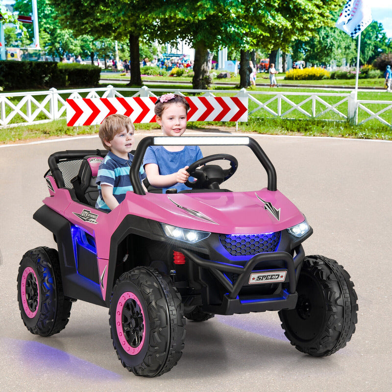 12V Kids Ride On UTV with Suspension, Lights & Music - RC Electric Vehicle for 2 Children