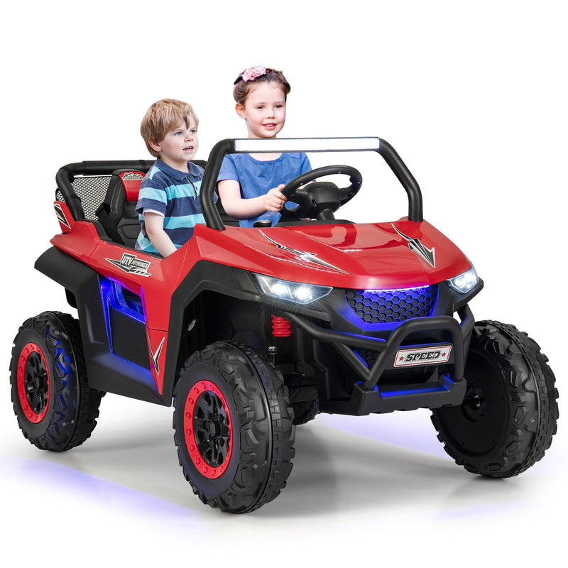 12V Kids Ride On UTV with Suspension, Lights & Music - RC Electric Vehicle for 2 Children