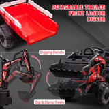 12V Kids Tractor Ride On Toy Car with Trailer, Music, and LED Lights - Perfect Gift for Toddlers