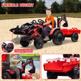 12V Kids Tractor Ride On Toy Car with Trailer, Music, and LED Lights - Perfect Gift for Toddlers