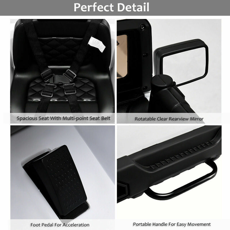 12V Kids Truck Car with Remote Control, MP3 Music, LED Lights - White