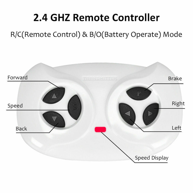 12V Kids Truck Car with Remote Control, MP3 Music, LED Lights - White