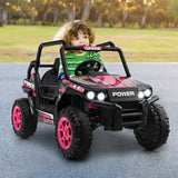 12V Kids UTV Ride on Car with Remote Control, Music, and LED Lights in Pink