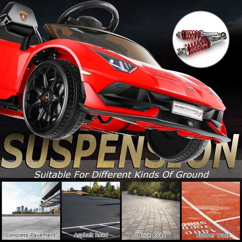 Electric Lamborghini Red Sports Car for Kids - 35W*2 Battery Powered Ride-On