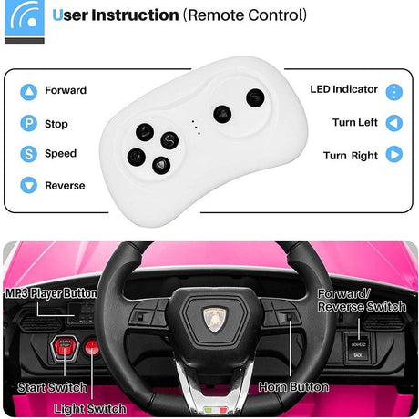 12V Lamborghini Ride-On Cars with Remote Control - Available in Various Colors