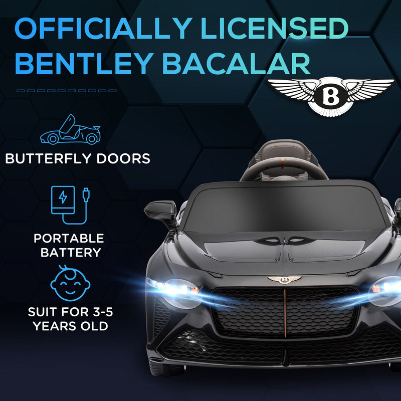 12V Licensed Bentley Bacalar Kids Ride on Car with Butterfly Doors in Black