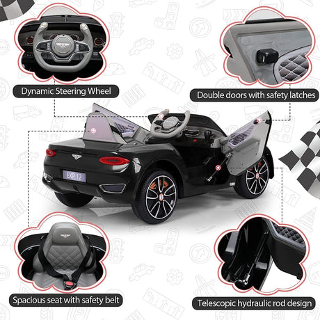12V Licensed Bentley Electric Ride-On Car for Kids with Remote Control and 4 Wheels