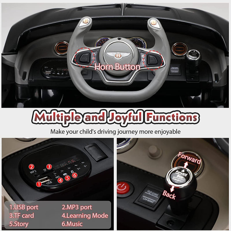 12V Licensed Bentley Electric Kids Ride On Car with Remote Control - Suitable for Ages 3-8 Years