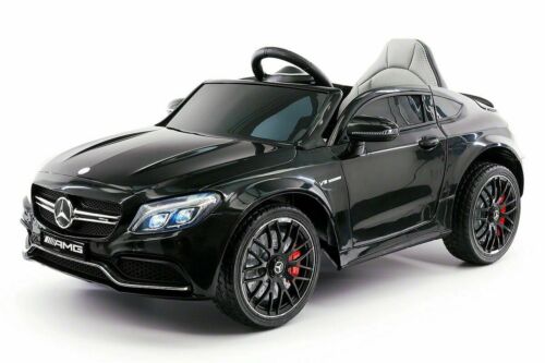 12V Licensed C63S Mercedes Kid's Ride-On Sports Car with Rubber Tires, Lights, and Remote Control