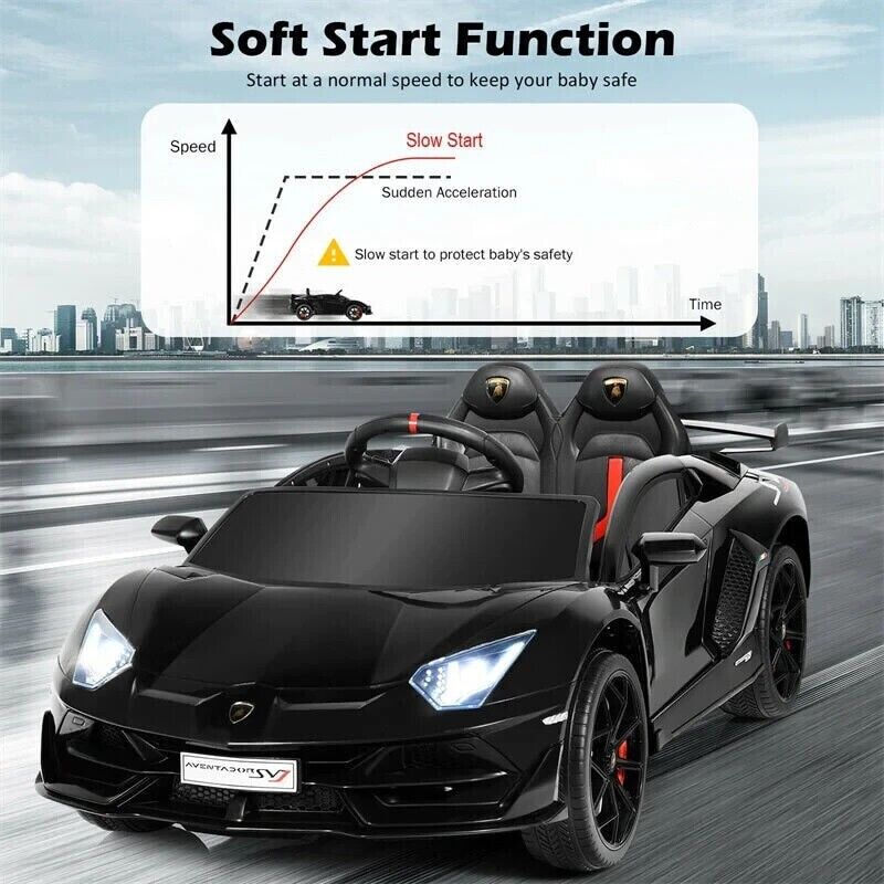 12V Licensed Lamborghini Aventador Electric Ride-On Car for Kids - Black