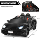 12V Licensed Lamborghini Aventador Electric Ride-On Car for Kids - Black