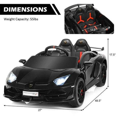 12V Licensed Lamborghini Aventador Electric Ride-On Car for Kids - Black