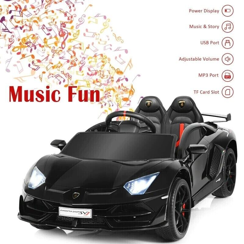 12V Licensed Lamborghini Aventador Electric Ride-On Car for Kids - Black