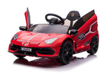 12V Licensed Lamborghini Aventador Ride-On Car with Hydraulic Doors and 3 Speed Options for Kids