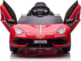 12V Licensed Lamborghini Aventador Ride-On Car with Hydraulic Doors and 3 Speed Options for Kids