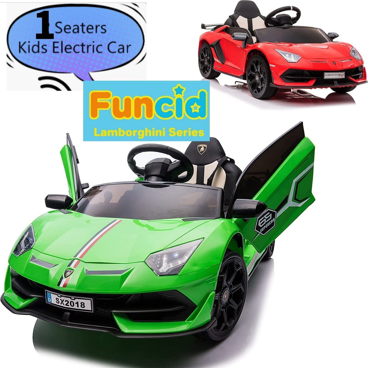 12V Licensed Lamborghini Car Toy with Headlights & Hydraulic Door - Electric Ride On for Kids