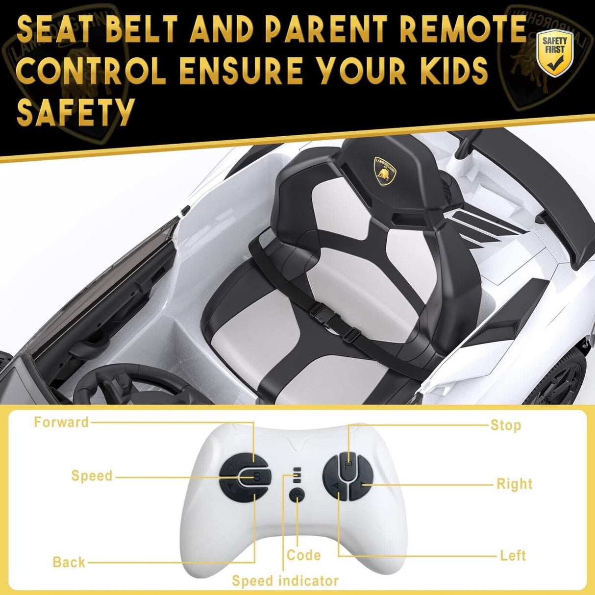 Licensed Lamborghini McLaren 12V Electric Ride-On Car for Kids with Remote Control