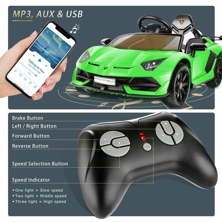 12V Licensed Lamborghini Ride on Car for Kids with Remote Control, MP3, AUX & USB??