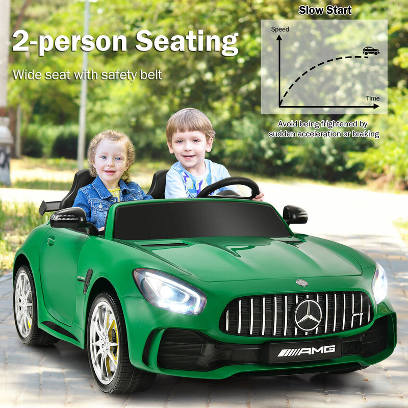 12V Mercedes Benz AMG GTR Kids Ride On Car with Remote Control and LED Lights in Green